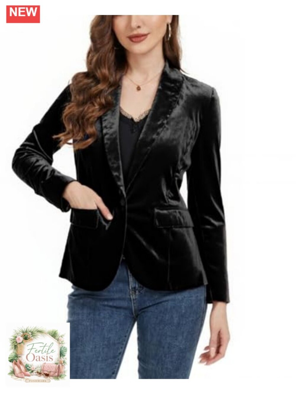 Women's Velvet Blazer Shawl Lapel Long Sleeve Slim Fit Single Button Work Wear